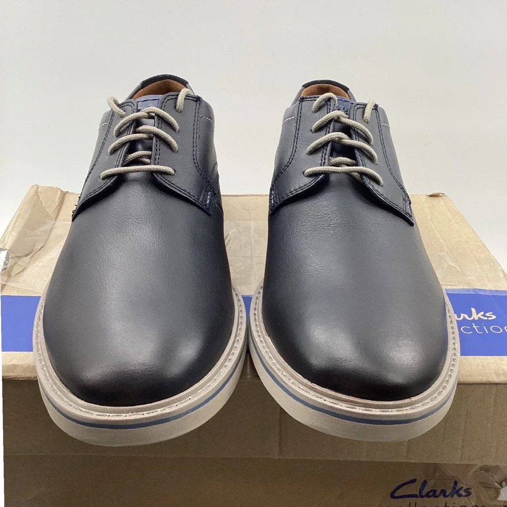 Clarks Collection Radcliff Low Mens Navy Leather Derby Dress Shoes 9.5 M NEW